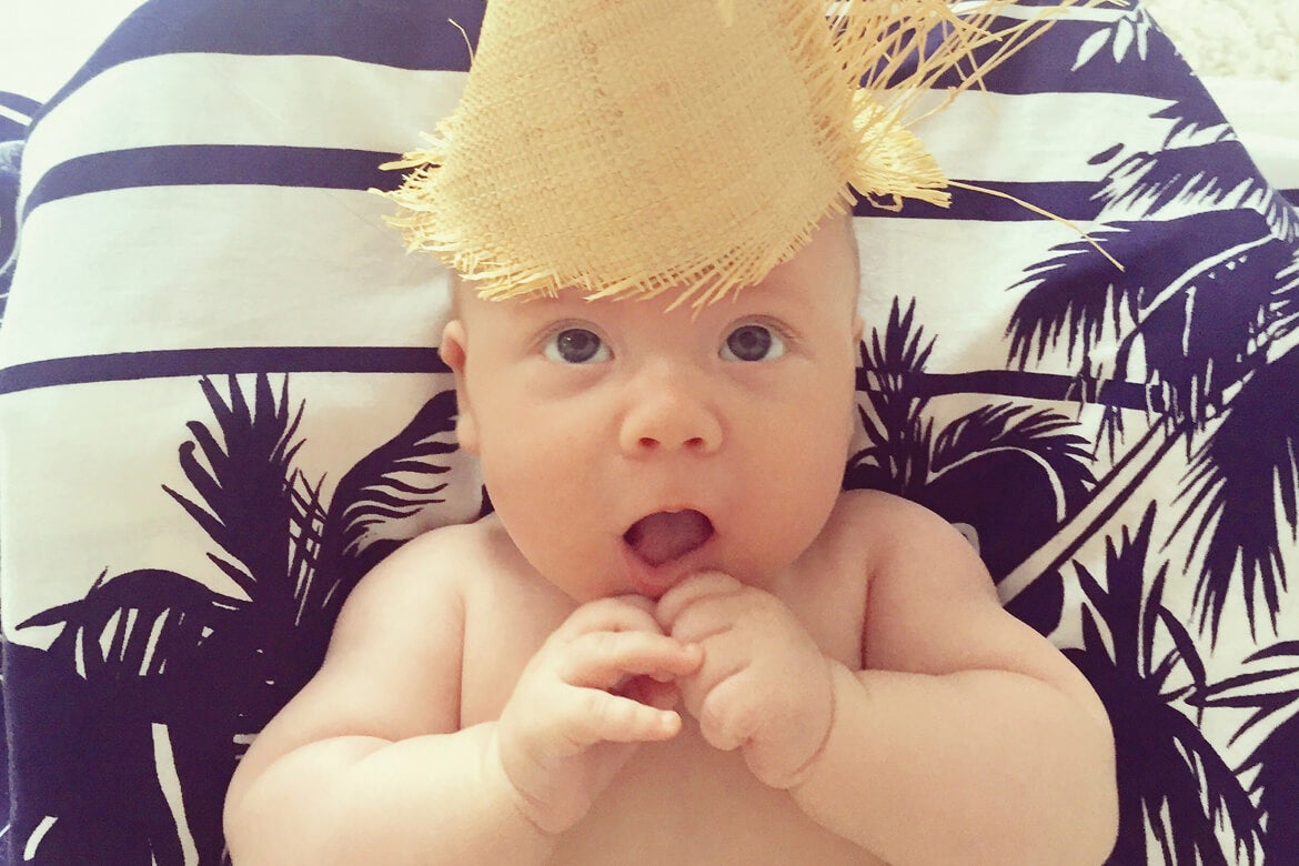 Baby in straw hat