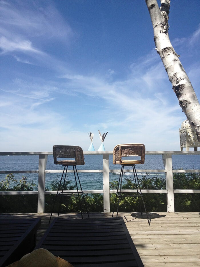 Cape Cod Dock and Chairs Overlooking Ocean