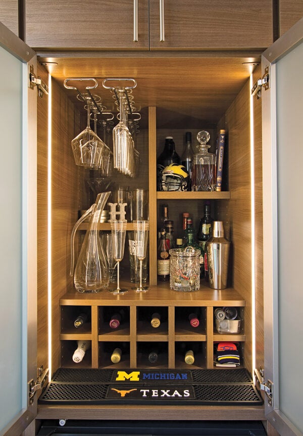 Wine bar cabinet in kitchen