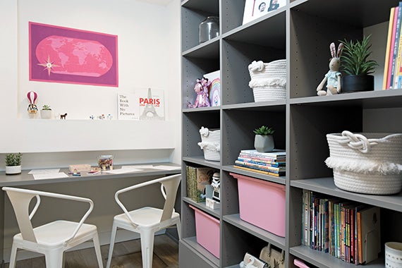 Playroom spaces with organized accessories