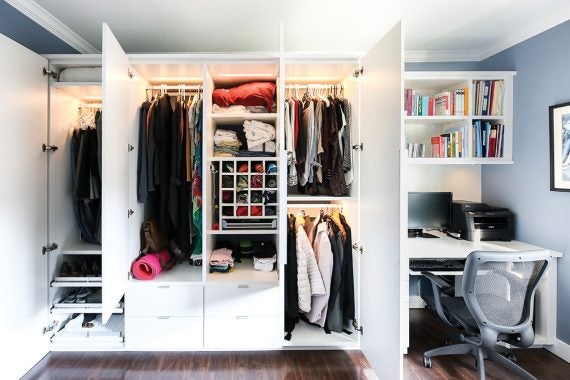 Closet with doors open